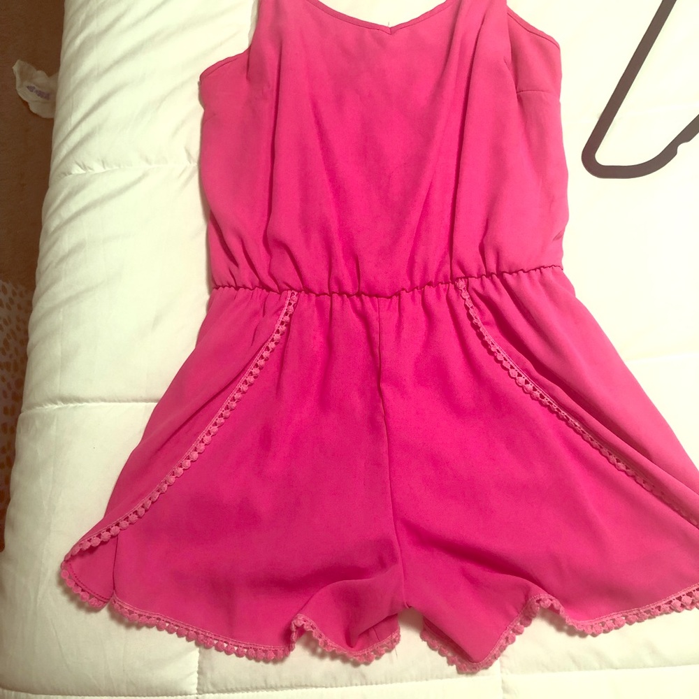 Pink spaghetti strap romper